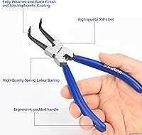 Vista 6 de Juego de 4 alicates de anillo a presión de 7 pulgadas, kit de alicates de clip circular, mandíbula rectadoblada, alicates de clip en C resistentes