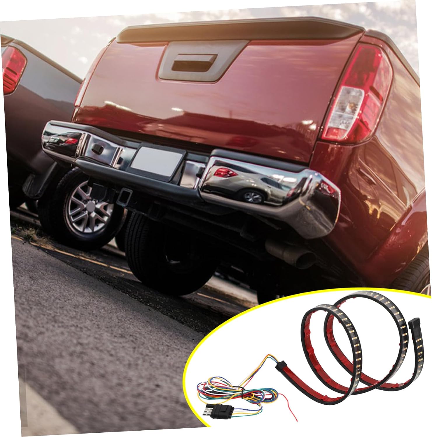 Led Tail Light Strip for Pickup Trucks Triple Row Tricolor Design Enhanced Visibility and Safety Brake and Turn Signal Light for Vehicles