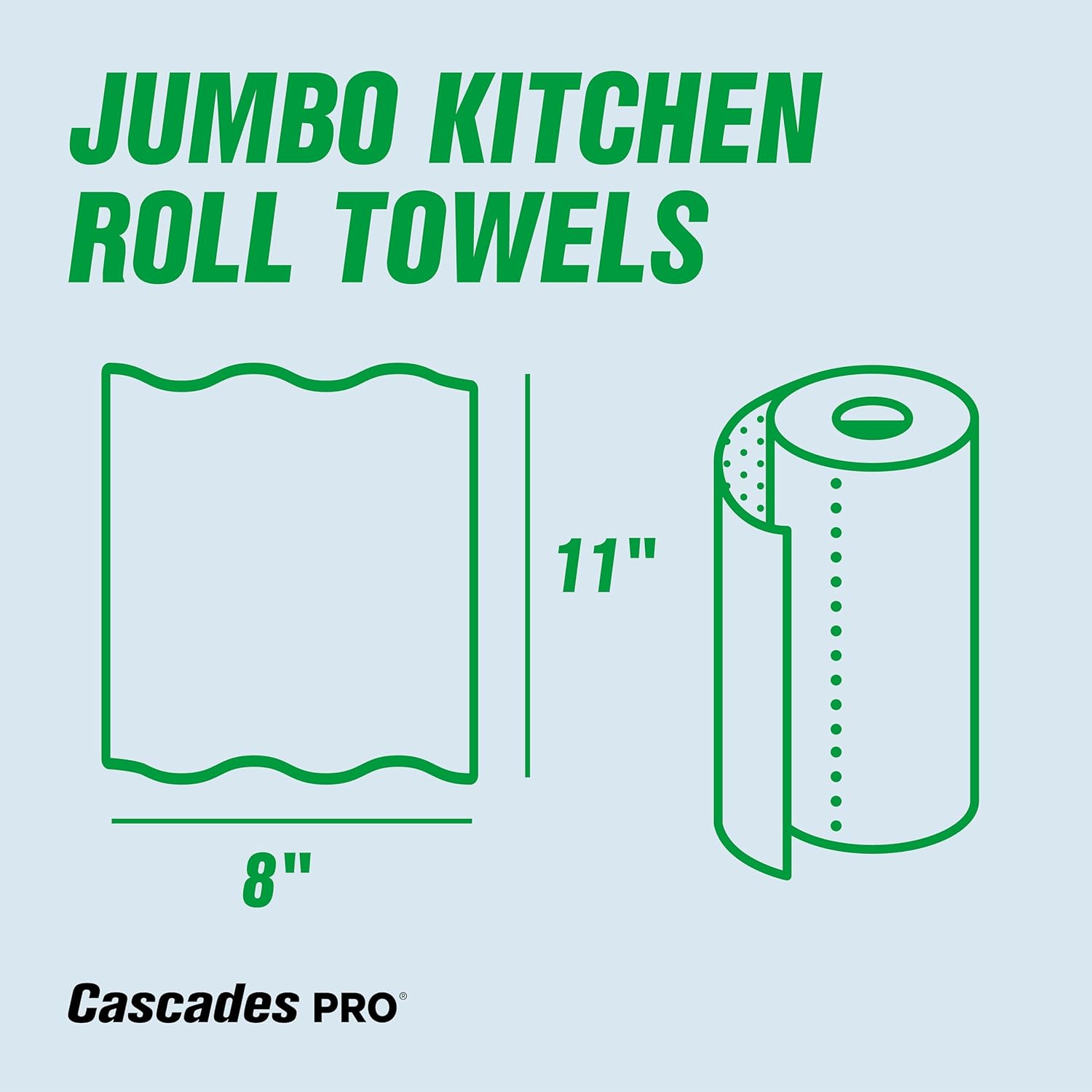 Cascades PRO Select Kitchen Roll Towel - Strong and Absorbent 2-Ply Paper Towels for Kitchens, Breakrooms, Schools, Offices - Recycled, Compostable - 250 Sheets/Roll, 12 Rolls/Box -K250 - White