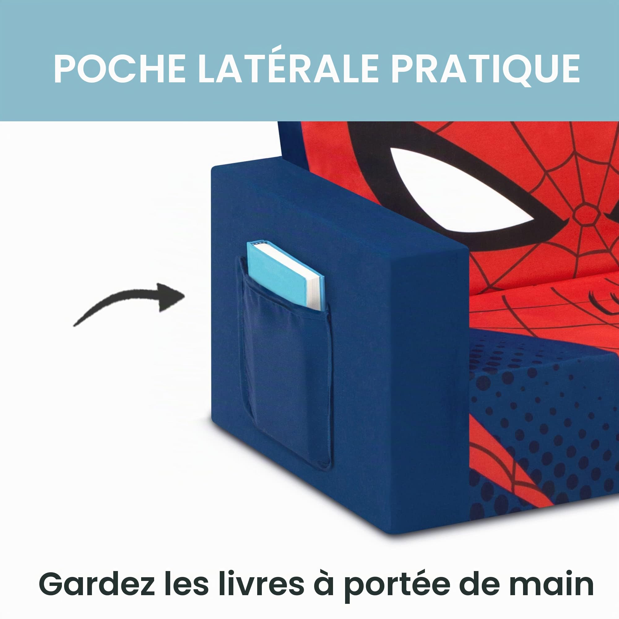 Delta Children Cozee Canapé convertible 2 en 1 pour enfants - Spider-Man