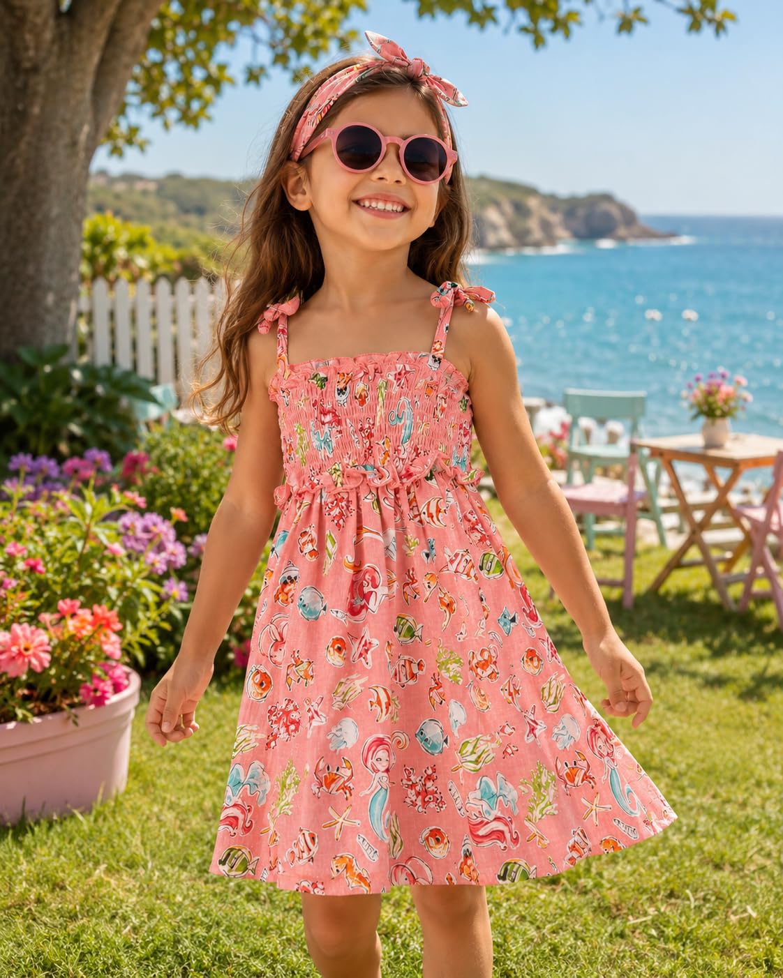 Mayoral Vestito Bambina 3-9 Anni in Cotone Estivo – Abito Bambina Mayoral con Fantasia Frutta, Spalline Annodate e Gonna Morbida, Outfit Estate Fashion Bambina Modello 3954