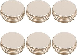 6 Pack 0.5 oz Metal Round Aluminum Tin Jar Containers with Screw Lid Leak Mini Proof Refillable Bottle Salve Tins Lip Balm Lotion Spice Cream Box for Cosmetic (Frosted Gold)