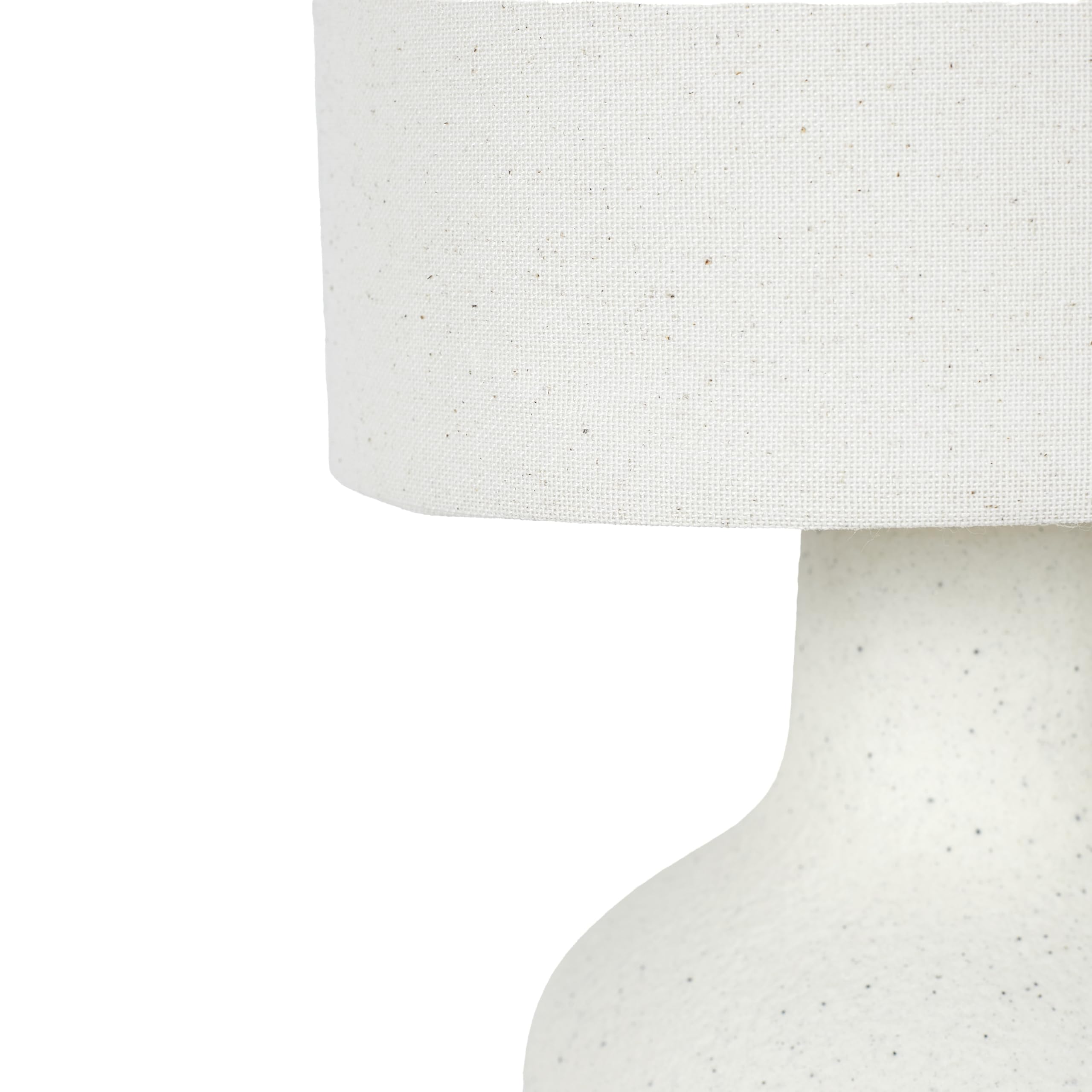 HOME DECO FACTORY, LA0044, Lampada in Ceramica Crema dal Design Raffinato, Paralume in Lino per Una Calda Atmosfera, Ideale per Tutti Gli Interni, Altezza 50 cm, Colore Bianco