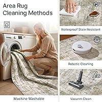 Vista 6 de Alfombra de área lavable de 5 x 7 pies para sala de estar, alfombra grande abstracta para comedor, dormitorio, alfombra antideslizante de 5 x 7