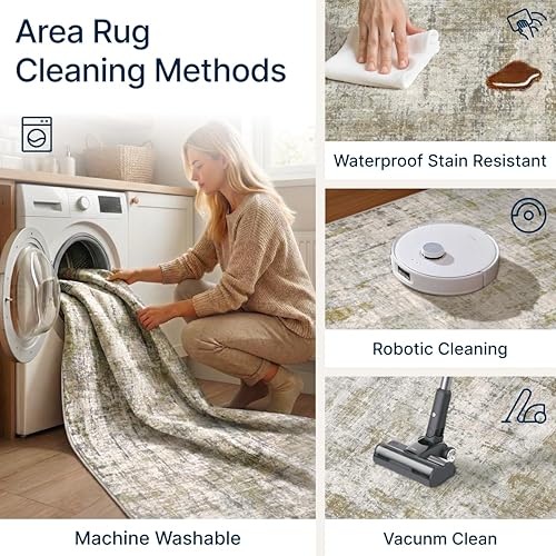 Miniatura 26 de Alfombra de área lavable de 5 x 7 pies para sala de estar, alfombra grande abstracta para comedor, dormitorio, alfombra antideslizante de 5 x 7