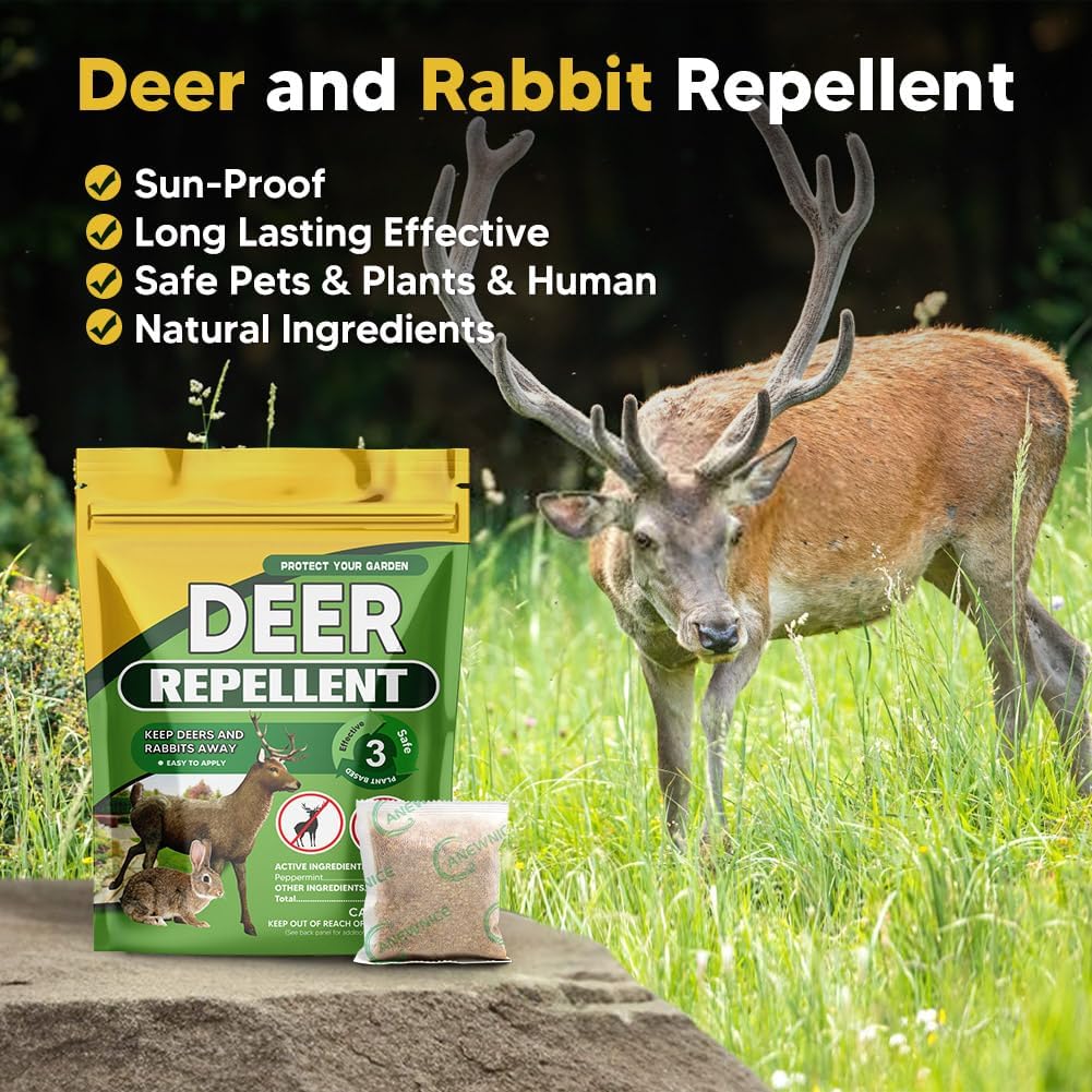 Deer Repellent for Plants, Rabbit Repellent for Garden, Rabbit Repellent Outdoor, Deer Deterrent for Yard, Bunny Repellent, Keep Deer Away, Keep Rabbits Out of Your Garden, 8 Packs