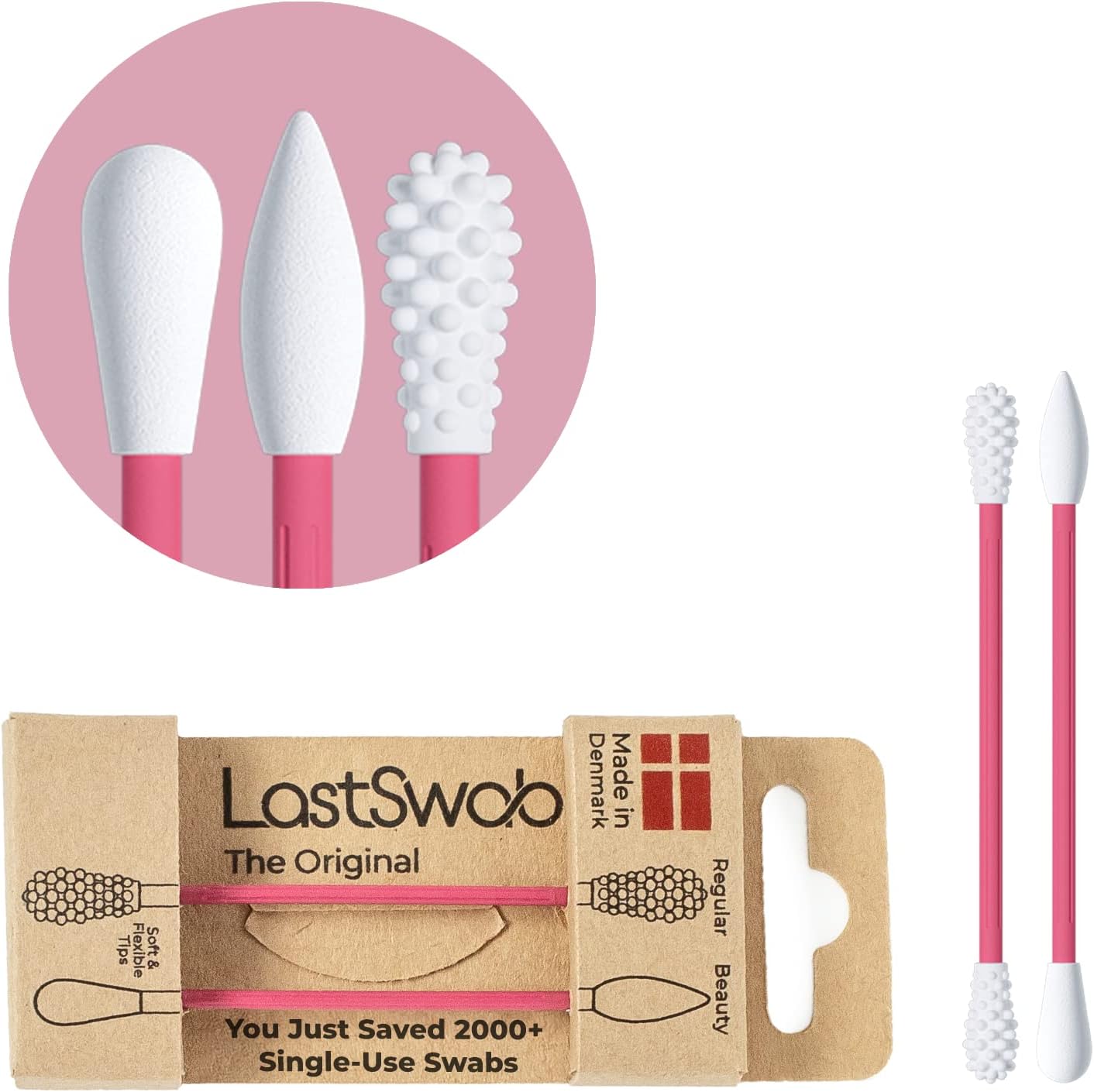 Reusable qtips Double Pack - Reusable Cotton Swabs for Ear Wax Cleaning and Pointed qtips for Makeup removal - Zero Waste Eco friendly, Organic Sustainable products