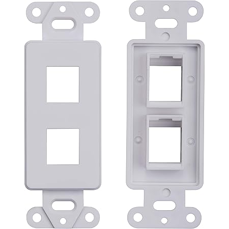 Amazon.com: 2 Port Decora Wall Plate Keystone Insert, 2 Gang Jack White ...