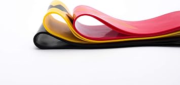 ZIVA Portable Lightweight Resistance Loop Bands, Exercise Bands for Home Fitness, Stretching, Strength Training, Physical Therapy, Crossfit, Balance Workouts Set of 3, Yellow + Red + Black, One Size