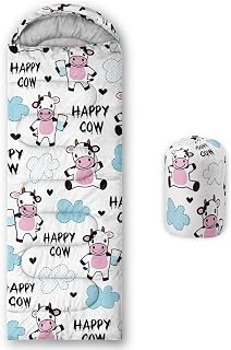 QOOMO Axolotl Cute Camping Sleeping Bags,3 Season Warm & Cool Weather,Lightweight,Waterproof Sleeping Bags for Adults & Kids,Traveling,and Outdoors