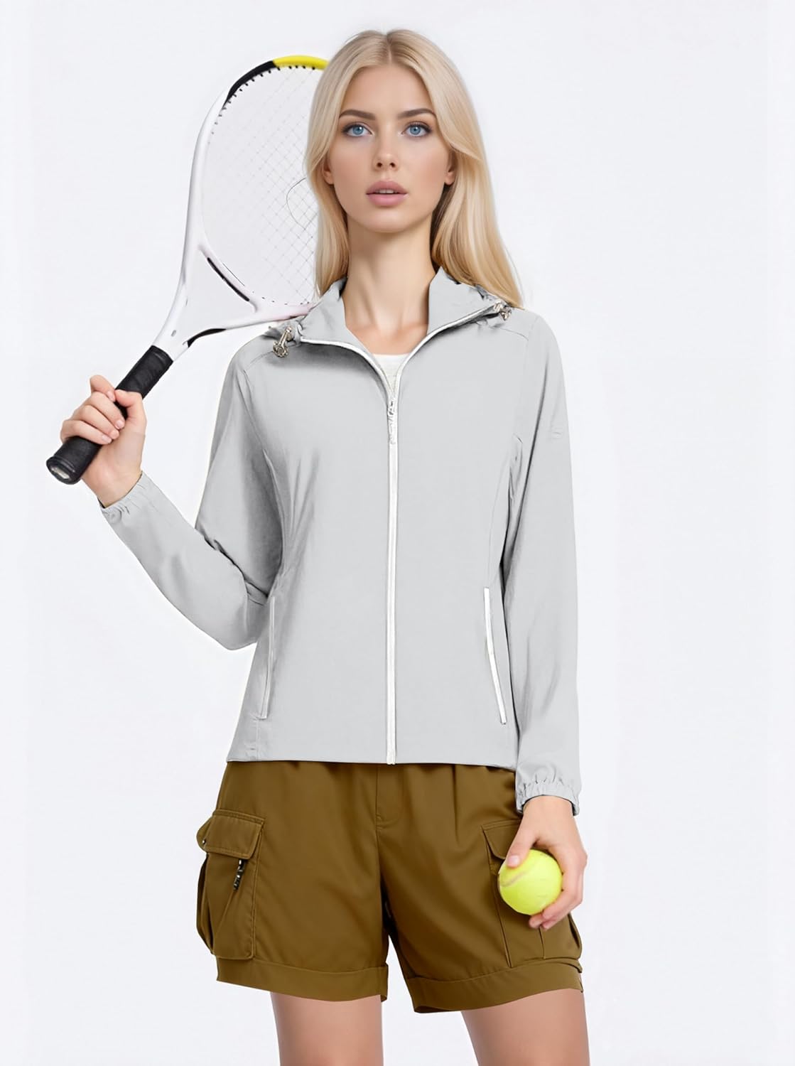 SANGTREE Women's UPF 50+ Sun Protection Clothing, Detachable Hat Jacket with Pocket,X-Small - XX-Large