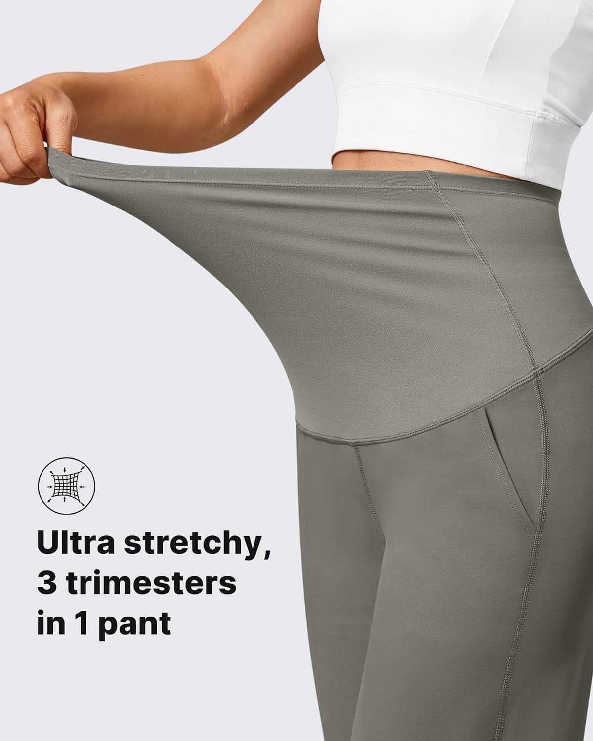 G4Free Maternity Pants Over The Belly Yoga Dress Work Pregnancy Pants Stretchy Lounge Wide Leg Trousers with Pockets - Image 7