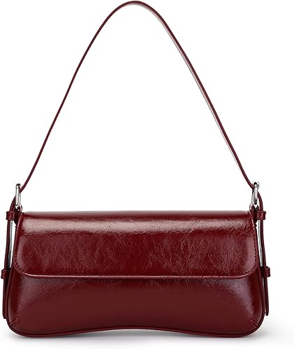 Herald Pequeño bolso de hombro para mujer, bonito bolso de mano de moda con correa ajustable Rojo vino