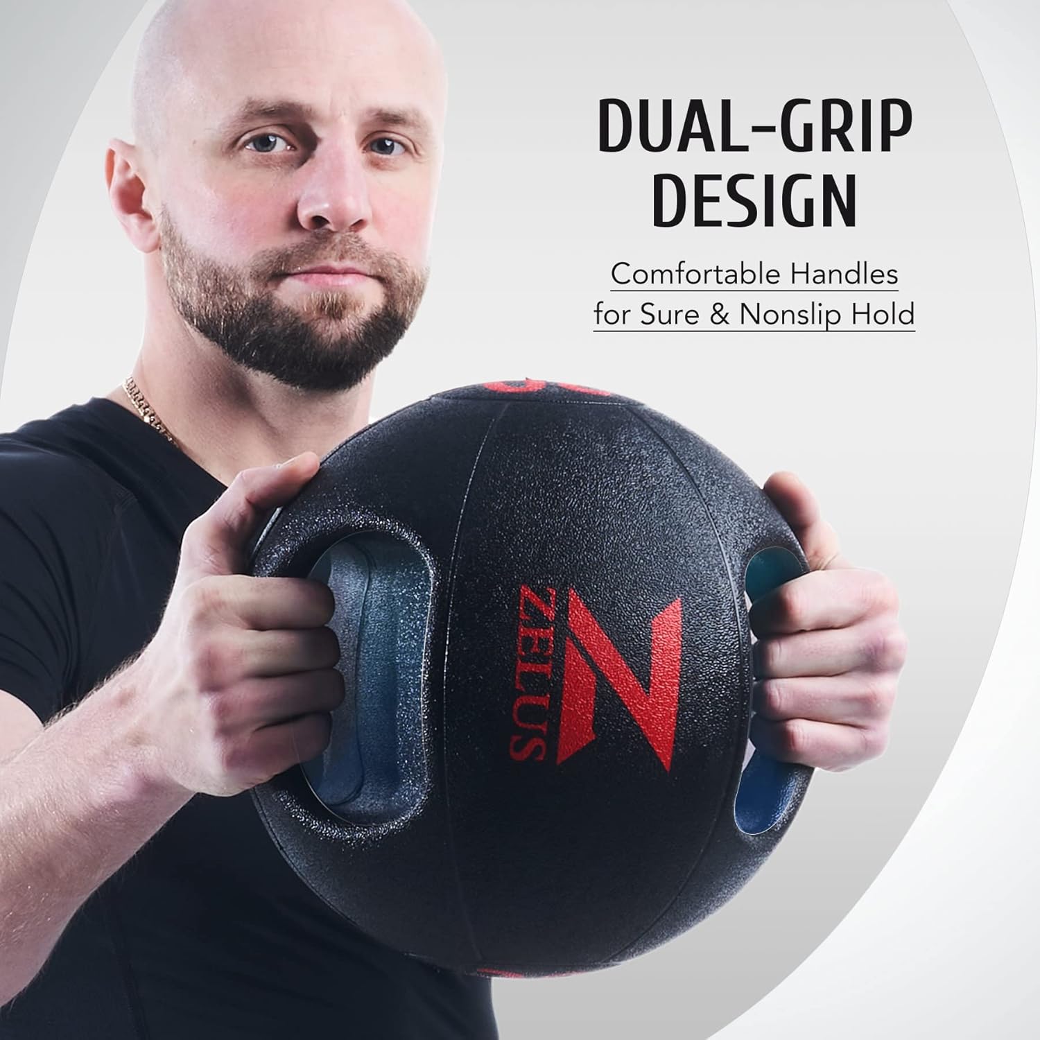 ZELUS Medicine Ball with Dual Grip,4.5kg/9kg Exercise Ball for Home Gym with Textured Handles, Weight Equipment for Strength Balance and Core Training, Full Body Workout - Image 3