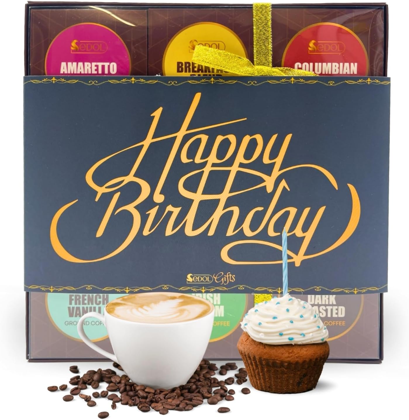 Happy Birthday Coffee Gift Set Gourmet Ground Coffee Gift Set with 9