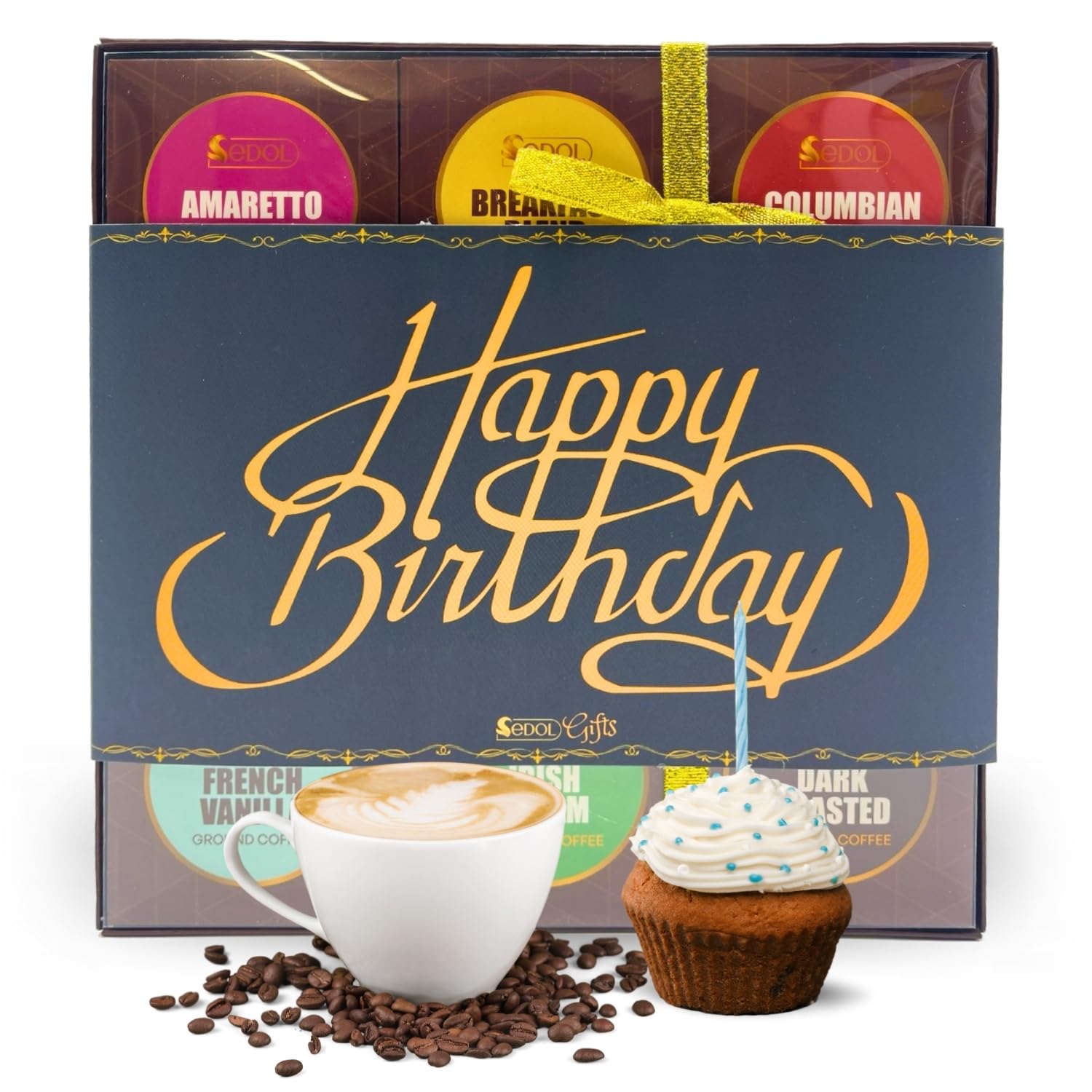 Happy Birthday Gourmet Coffee Gift - 9 Flavours Premium Medium-Dark Roasted Ground Beans - Gift for Coffee Lovers - Birthday Present for Him and Her