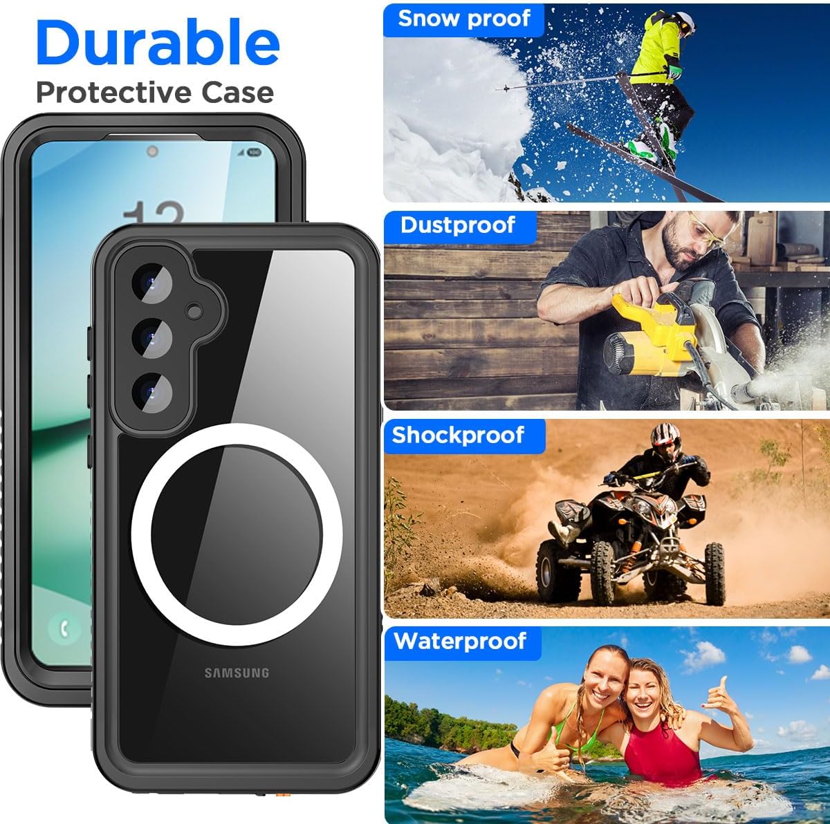 AICase Waterproof Case for Samsung Galaxy S25 with MagSafe Snowproof,Dustproof and Shockproof,IP68 Certified Real 360 Full Body Protection Fully Sealed Underwater Cover for Galaxy S25