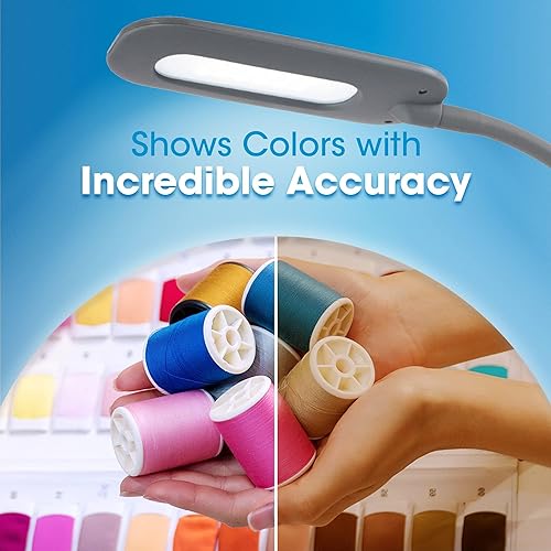 Miniatura 5 de OttLite Lámpara de escritorio LED suave al tacto, 3 ajustes de brillo con LED de luz natural de bajo consumo, cuello flexible ajustable y controles