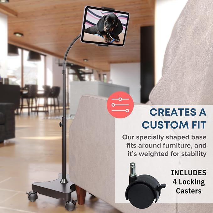 Soporte de piso ajustable LEVO para tablet y teléfono con ruedas miniatura 5