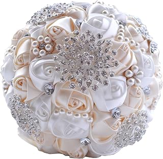 Jackcsale Wedding Bouquet - Bride & Bridesmaid Bouquet with Creamy & White Flowers for Valentine's Day