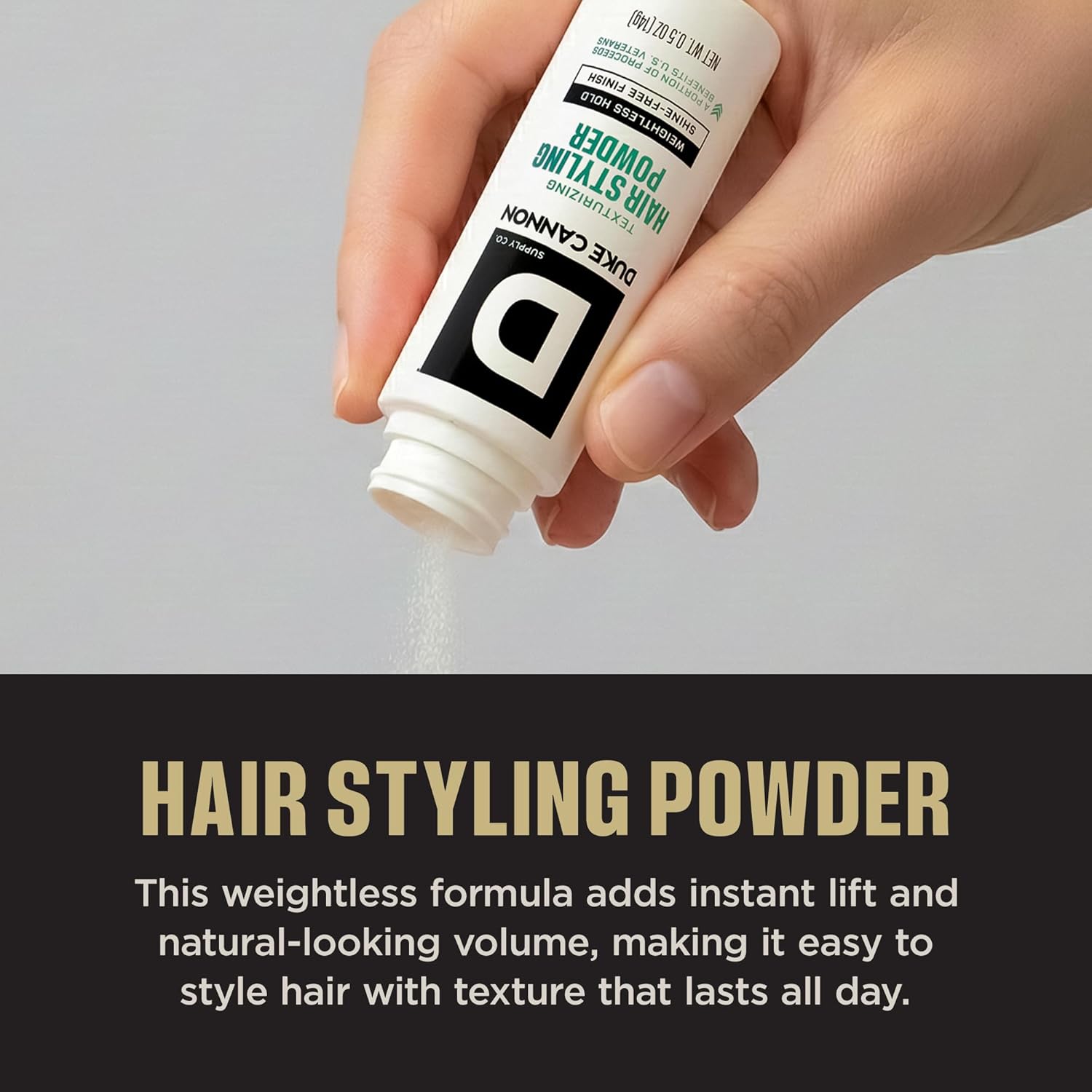 Duke Cannon Supply Co. Styling Powder for Men, Lightweight Texture & Volume Powder with Matte Finish, Non-Flaking, Long-Lasting Hold for Short to Medium Hair – 3 Pack, 1.7oz