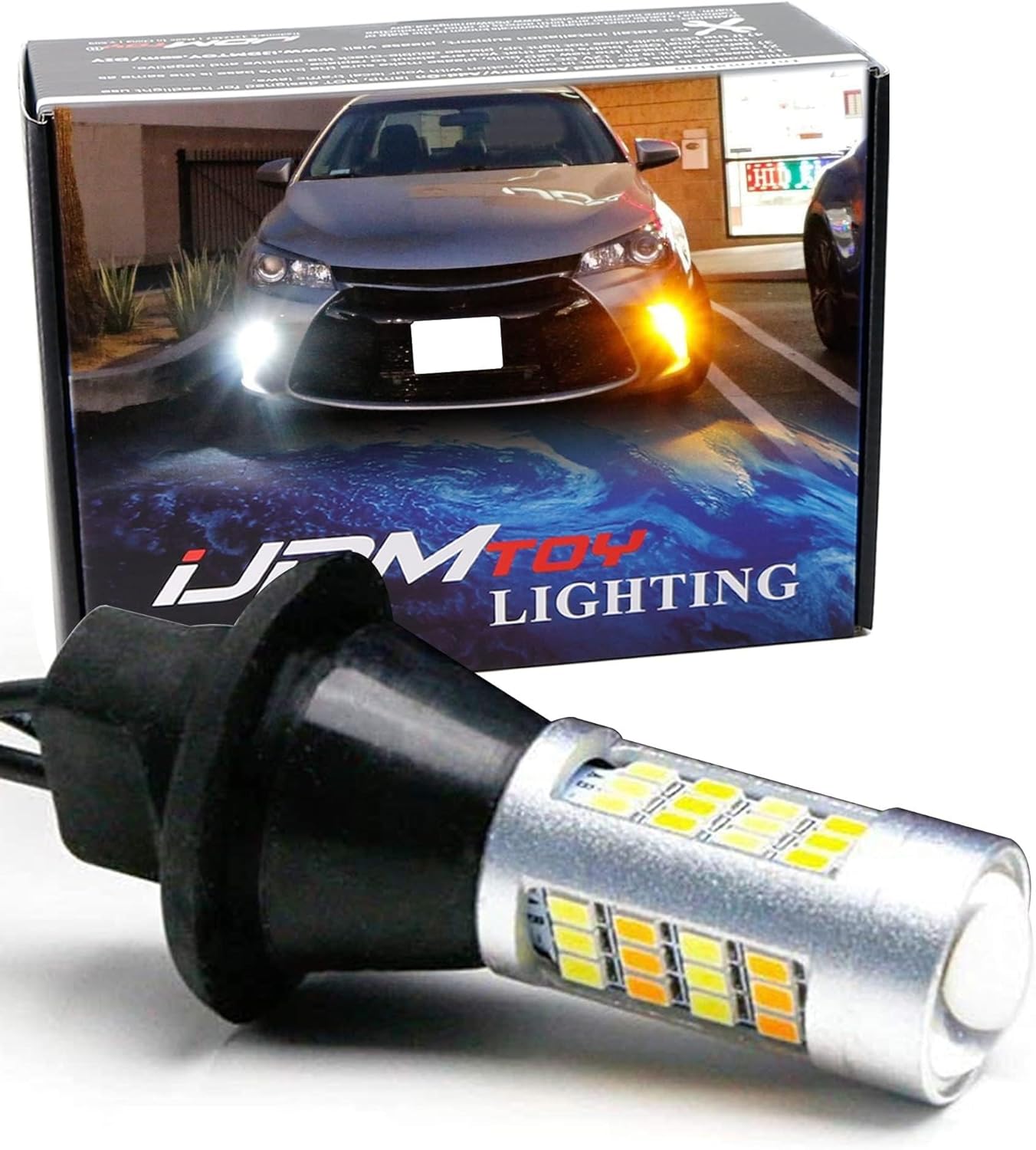 iJDMTOY High Power 42-SMD LED Front Turn Signal Light w/White Add-On Feature Compatible With 2015-2017 Toyota Camry LE SE or Special Edition