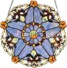 Bieye W10074 Baroque Tiffany Style Stained Glass Window Hanging Panel 12 inches Wide Round with Five-Pointed Star Design (Blue)