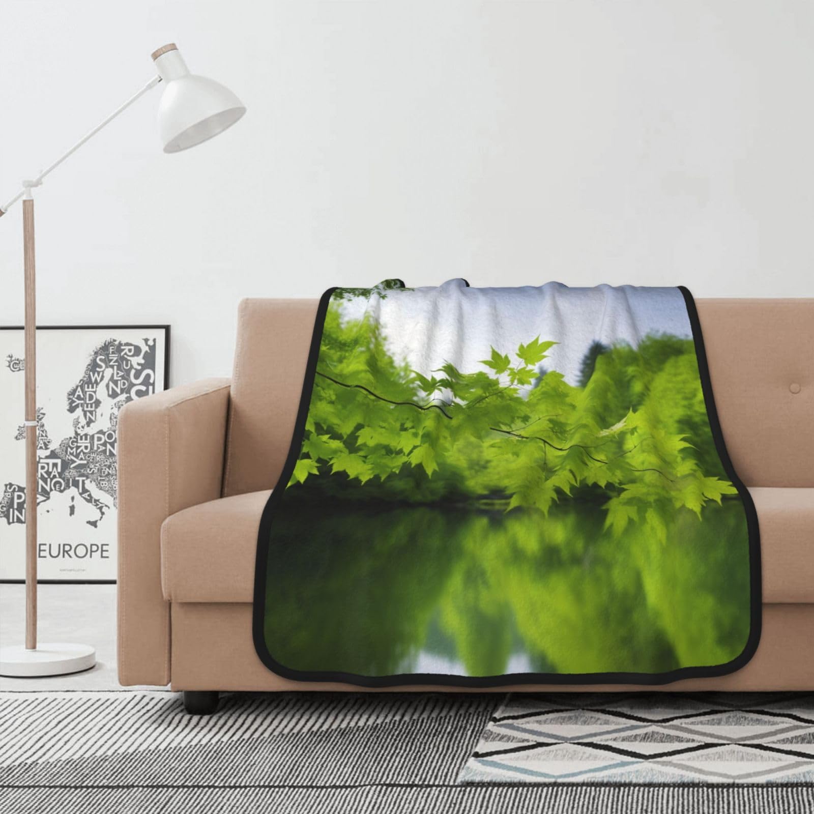 Couverture polaire imprimé nature verte HD 127x101 plaid flanelle doux