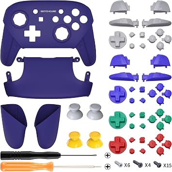 eXtremeRate Classic SwitchCube Style Faceplate Backplate Handles Cover, Octagonal Gated Sticks Design DIY Replacement Grip Housing Shell for Nintendo Switch Pro Controller - Controller NOT Included