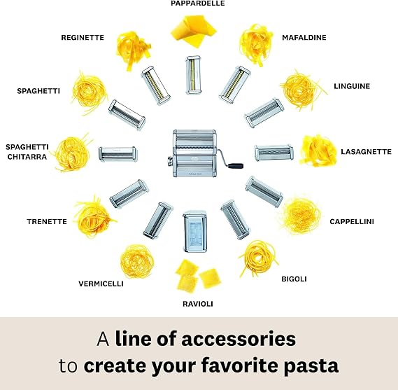 MARCATO Linguine Cutter Attachment, Made in Italy, Works with Atlas 150 Pasta Machine, 7 x 2.75-Inches, Silver