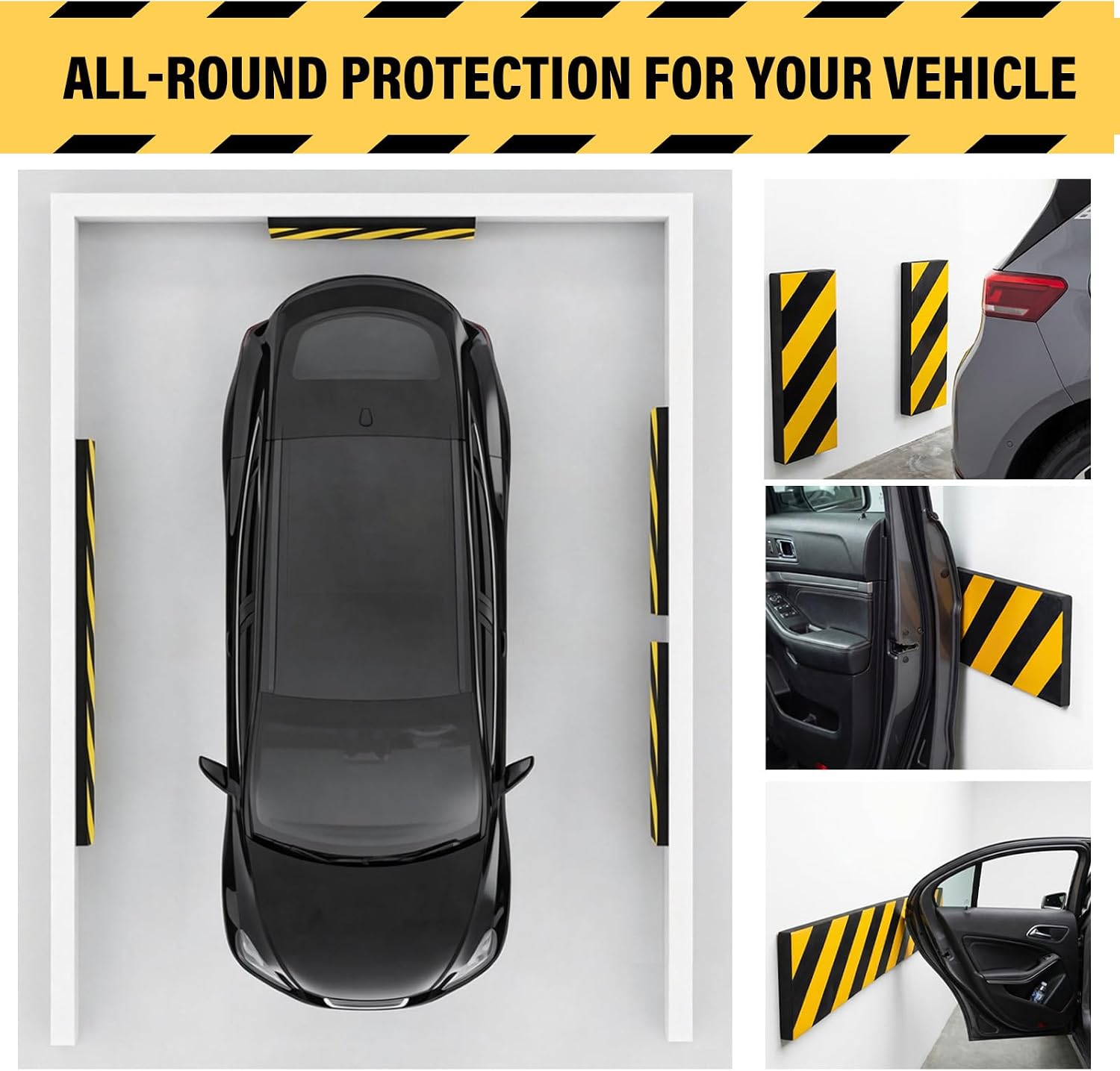 4 Pcs Garage Wall Protector Foam Car Door Edge Guards Reflective Safety Bumper Protector Anti Collision Padding Protection for Parking Garages Warehouse Wall Corner Edge
