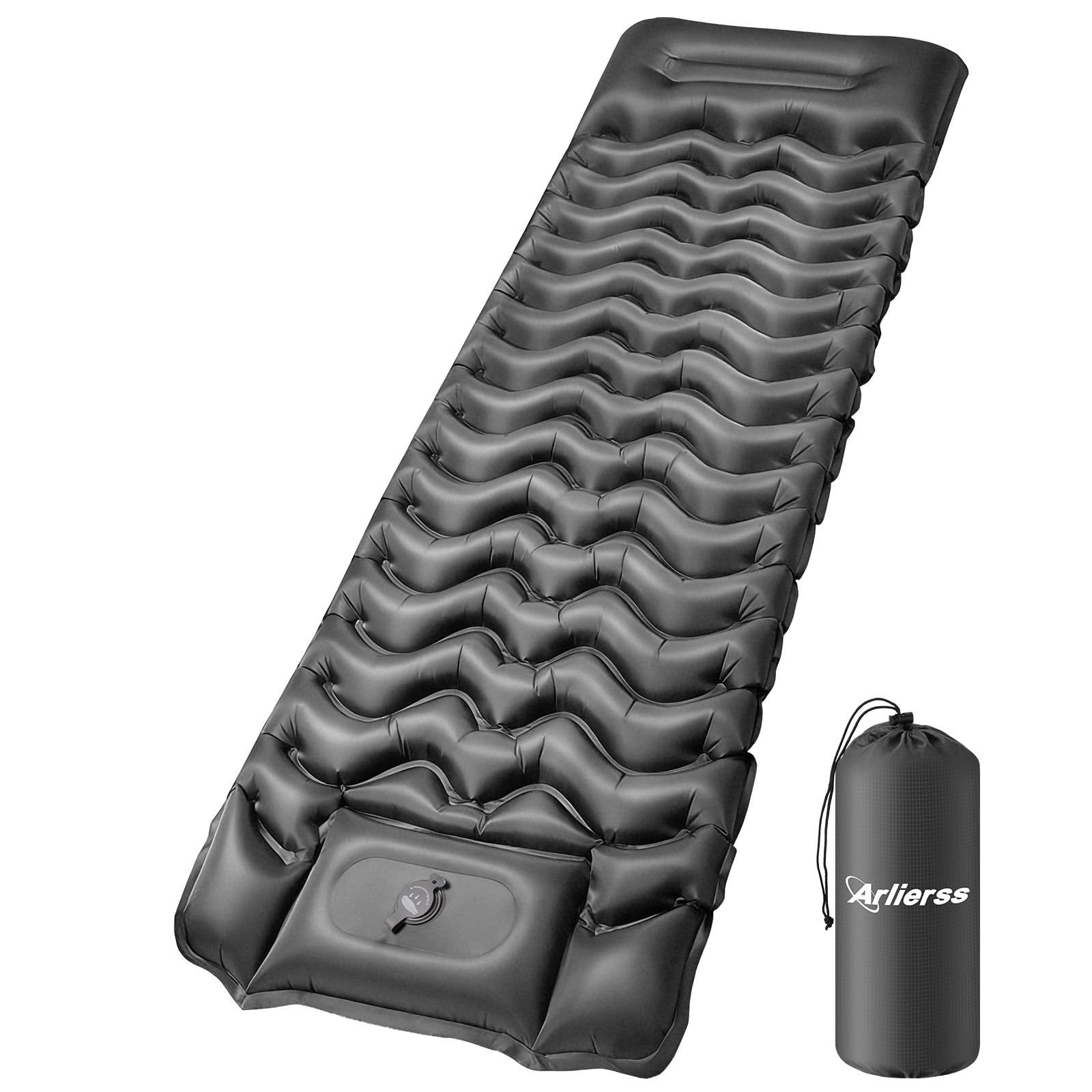 Arlierss Isomatte, 12CM Dicke Luftmatratze Camping mit Fußpresse Pumpe und Kissen, Anti-Ripstop Tragbar Schlafmatte Outdoor für Wandern, Reise, Strand