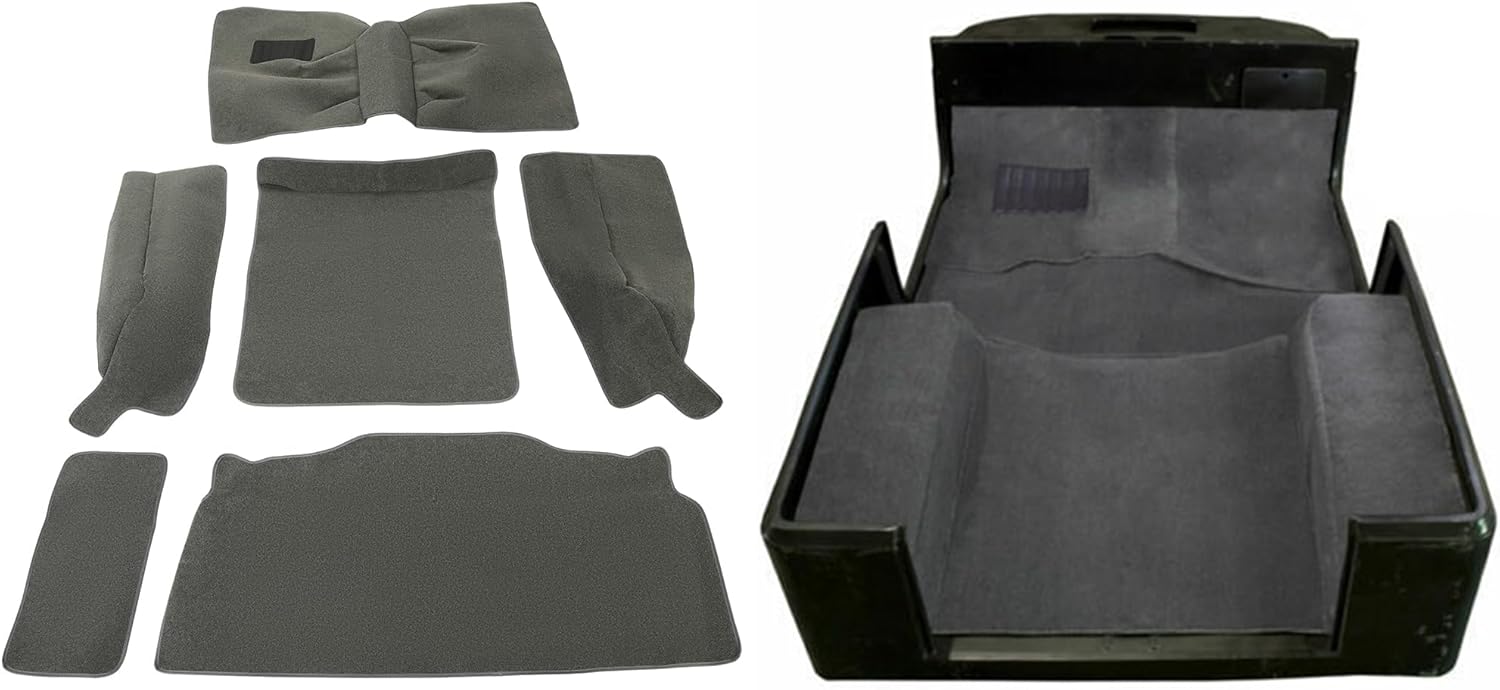KUAFU Front Rear Carpet Kit w/Console Compatible with 1986-1995 Jeep Wrangler YJ 1976-1986 Wrangler CJ7 2 Door 6Pcs Rug Mat Carpet Cargo Area Liners Grey