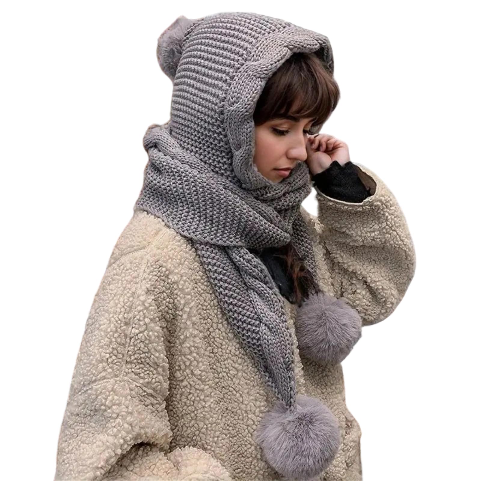 YUXITA Winter Knitted Headwear Polyester Warm Hat Knit Scarf Combo for Biking Skiing And Outdoor Sports Warm Ushanka