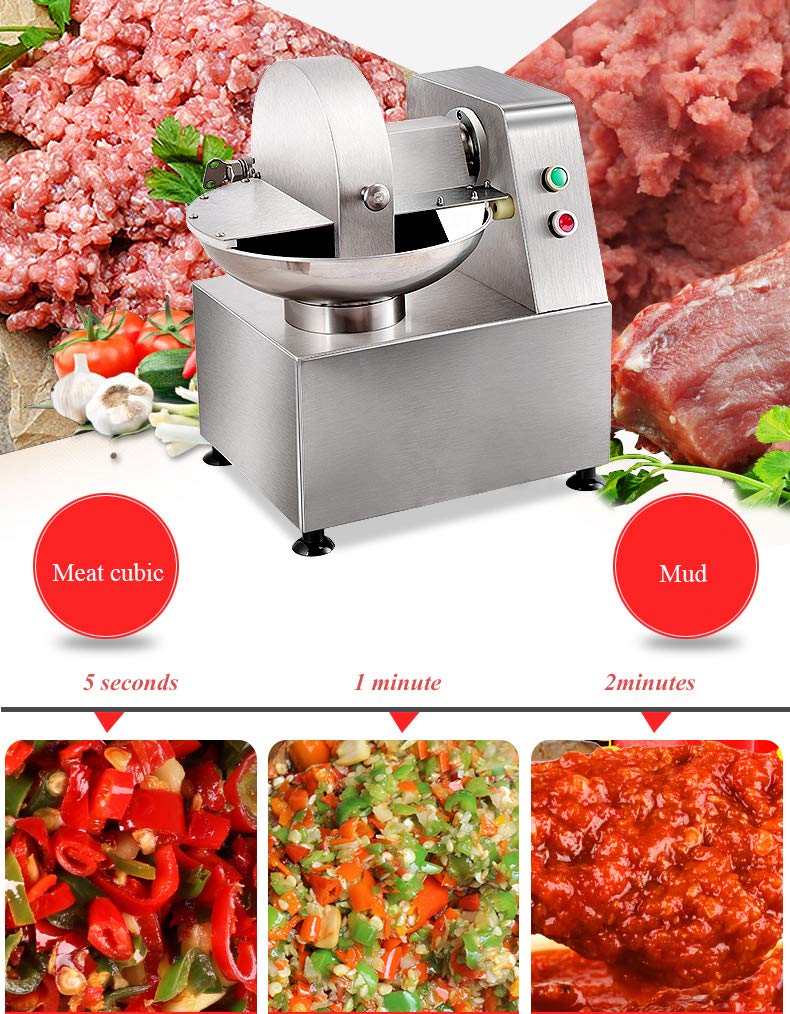 CGOLDENWALL Tritatutto per alimenti commerciale, 550 W, automatico, per aglio e verdura, lama in acciaio inox, 60 kg/h, interruttore di arresto di emergenza sicuro, certificato CE (tensioni 220 V)