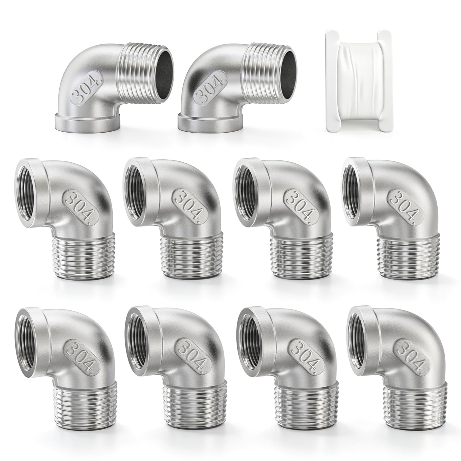 Codo de acero inoxidable 304 de 1 pulgada NPT TAISHER de 90 grados para rosca macho y hembra