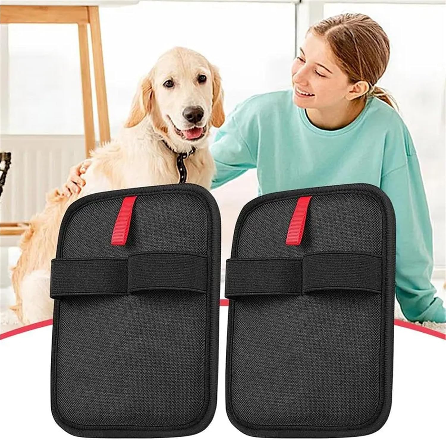 Pet Hair Removal Glove 14PCS Cat Grooming Gloves - 2 Static Removal Gloves for Furniture Cleaning