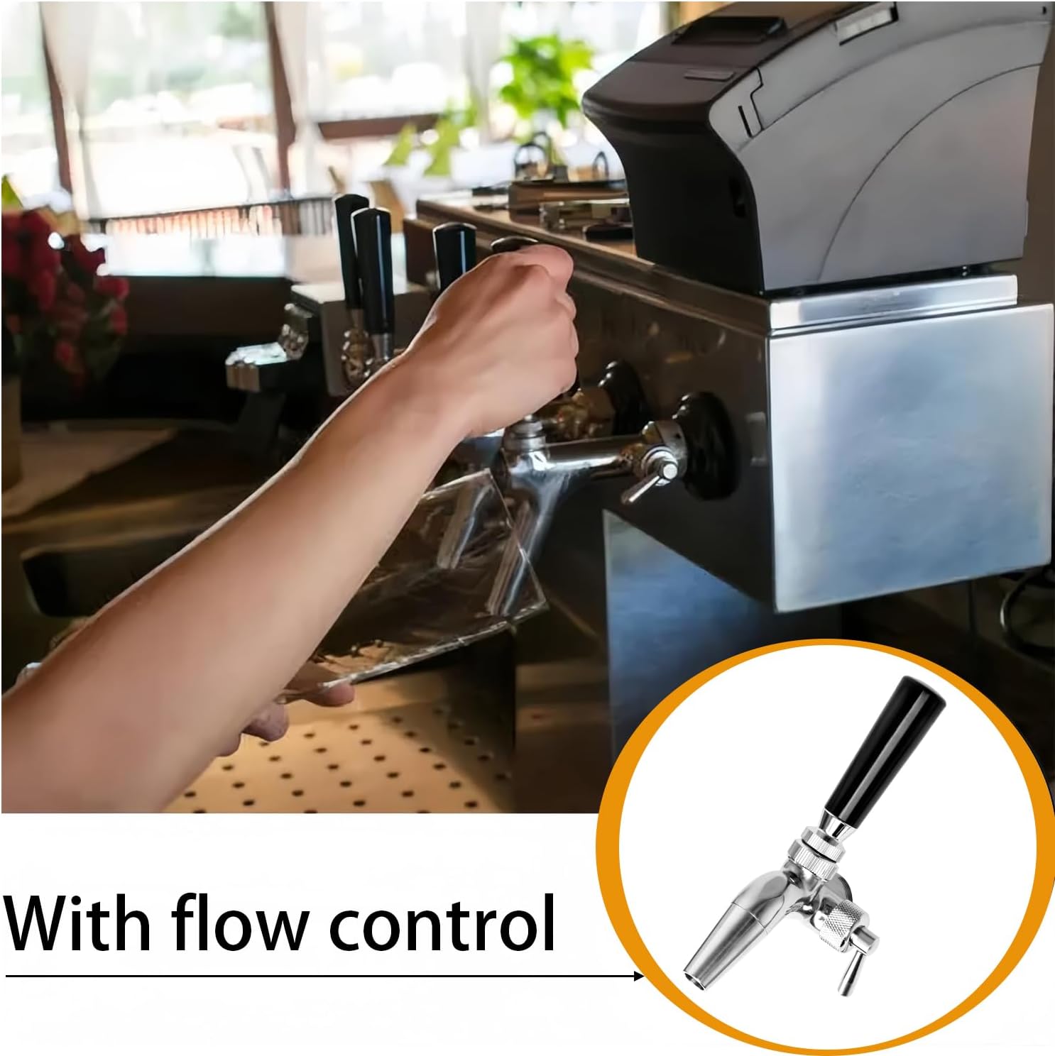 Stainless Steel Beer Faucet with Flow Control, Forward Sealing, Smooth Pour, Durable for Home Brewing or Outdoor Parties