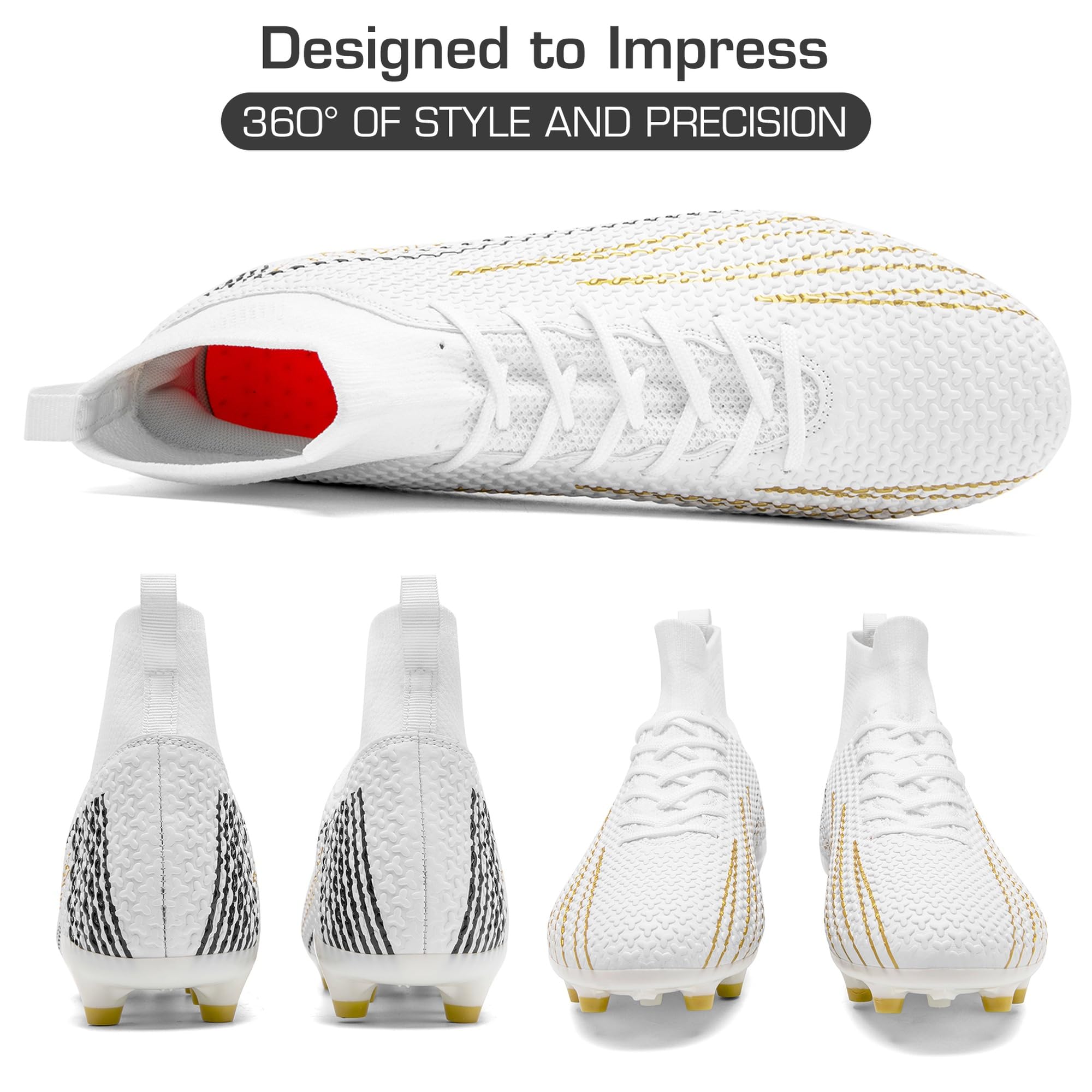 DimaiGlobal Scarpe da Calcio con Tacchetti​​ Uomo Donna Scarpe da Calcetto per Prato Artificiale Futsal e Allenamento per Interno/Esterno High Top Antiscivolo Junior