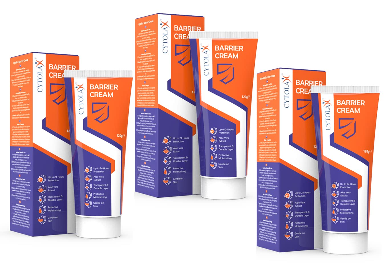 3pk Barrier Cream 120g | Transparent & Durable 24hour protection | Prevents Skin Irritation & Sores | Improves Elasticity & Repairs Damaged Skin | with Shea Butter & Aloe Vera extracts