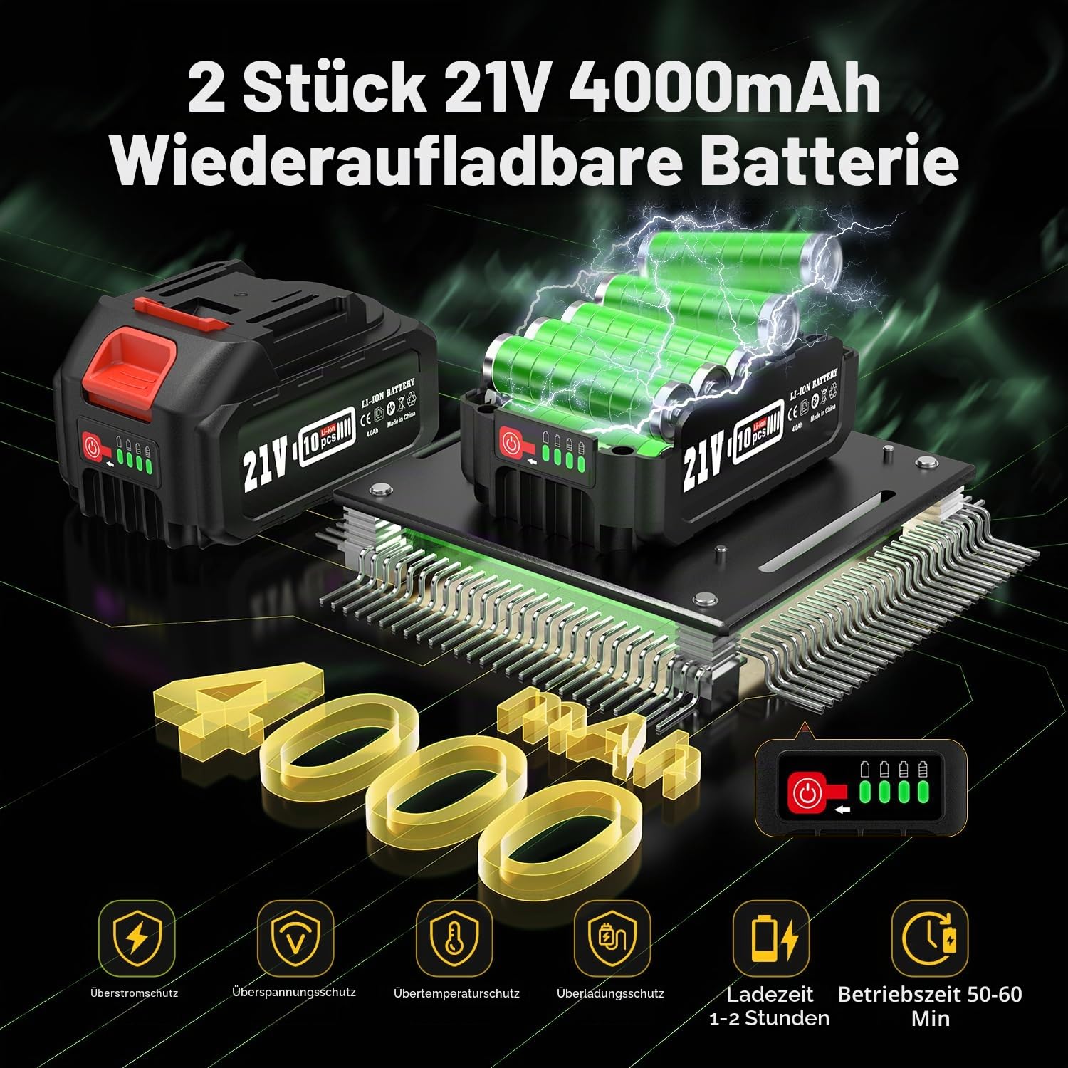 Akku-Hochentaster, 6-Zoll bürstenlose Mini-Kettensäge mit 2x 4000mAh Akkus & Ladegerät, elektrische Teleskop-Astsäge, 180° schwenkbarer Motorkopf, verstellbare Teleskopstange bis 2,8m