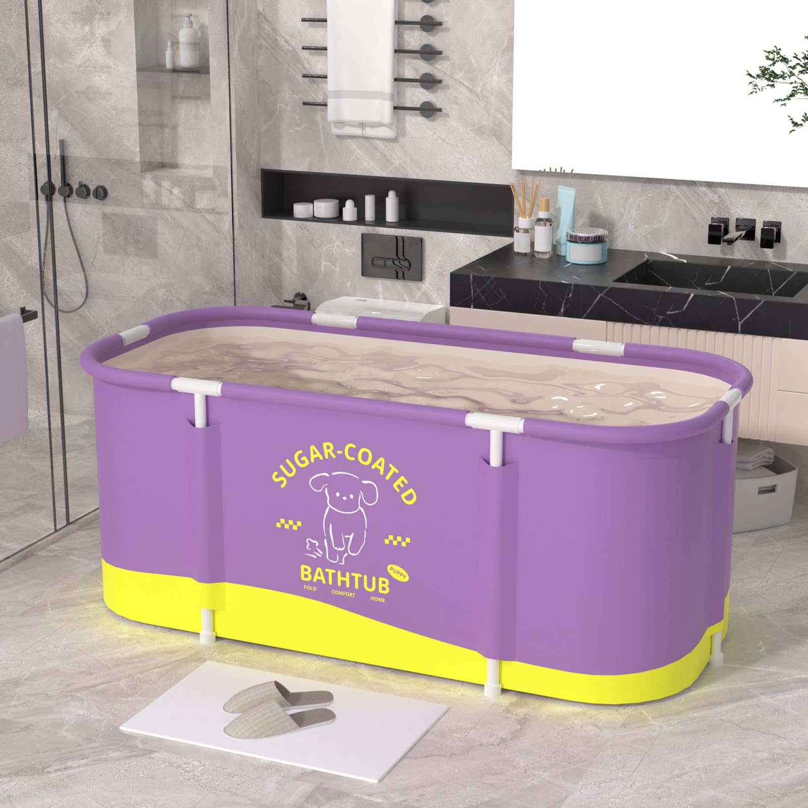 Tragbare Badewanne für Duschkabine Faltbare verstärkte Badewanne mit großem | 115x60x50 cm für Warm- und Kaltwasser für Zuhause, Camping, Garten, Terrasse, Sommer, Schwimmbad, Was