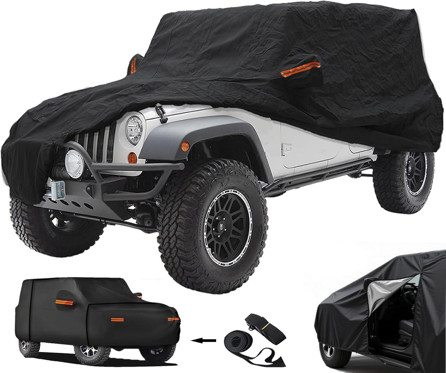 Big Ant Car Cover for Jeep Wrangler 2-Door (JK/JL/TJ/YJ/CJ) | Heavy-Duty Waterproof Outdoor Shield for Rain & Sun Protection | Windproof Fit with Zipper Access