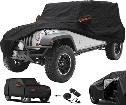 Big Ant Car Cover for Jeep Wrangler 2-Door JK/JL/TJ/YJ/CJ | Heavy-Duty Waterproof Outdoor Shield for Rain & Sun Protection | Windproof Fit with Zipper Access