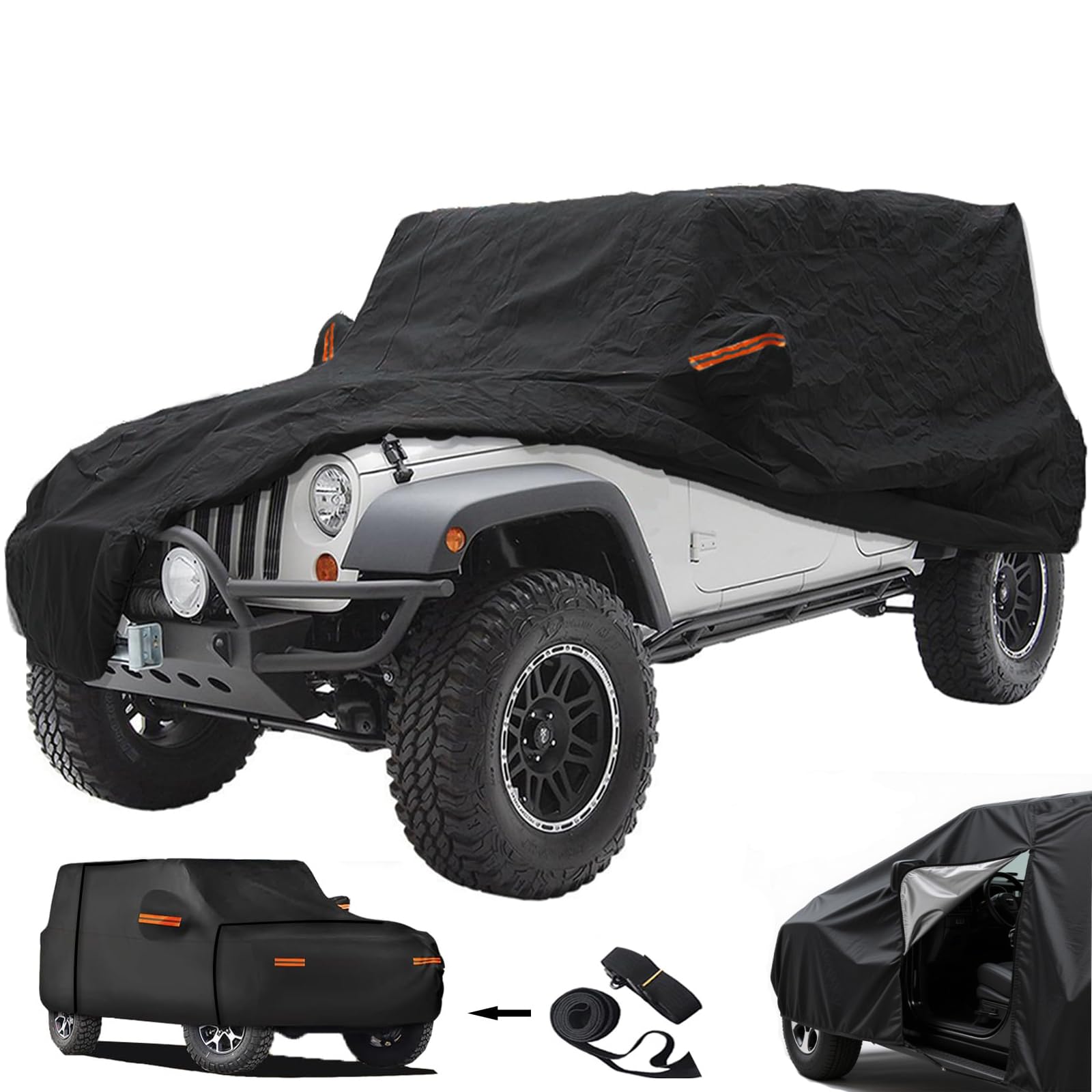 Big Ant Car Cover for Jeep Wrangler 2 Door All Weather Car Cover with Zipper Door Waterproof Outdoor