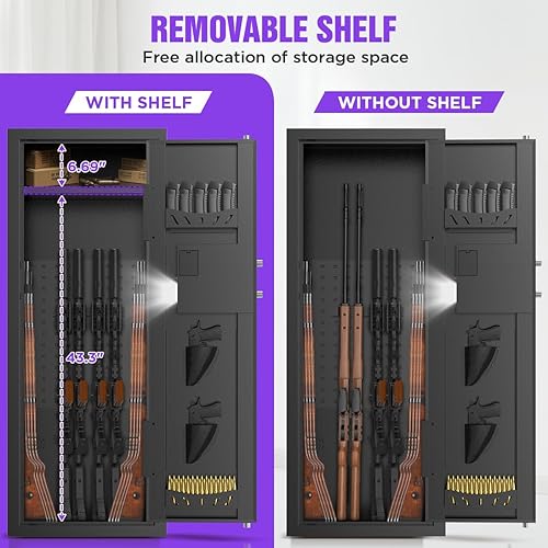 Miniatura 5 de Caja fuerte para rifle de capacidad de 10 a 15 pistolas con teclado digital de acceso rápido, diseño antirrobo y anti-palanca, caja fuerte de