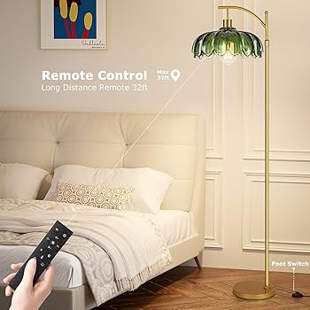 QIYIZM Gold Floor Lamp for Living Room,Bedroom,Mid Century