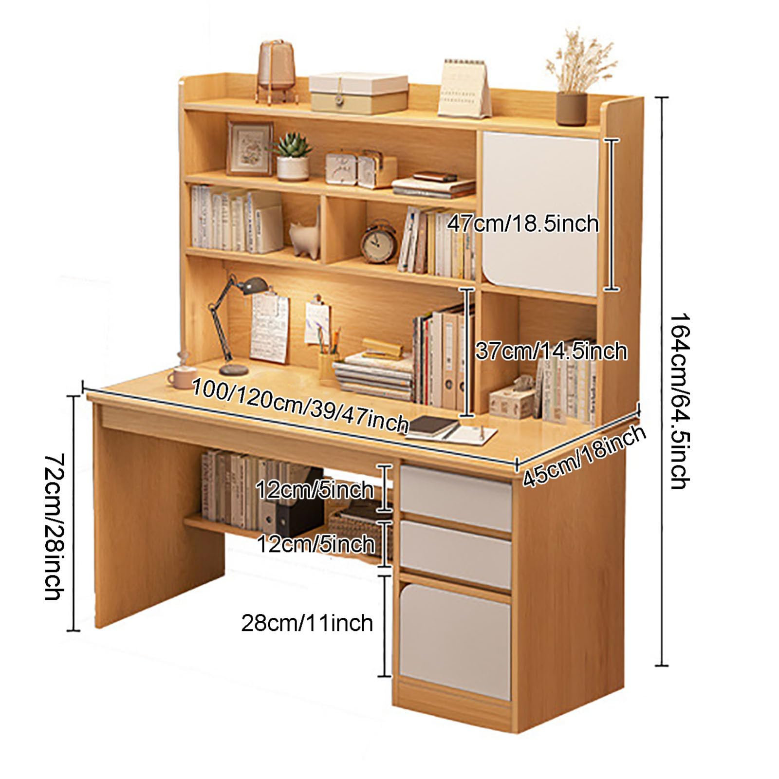 Modern Desk with Hutch,Wood Computer Desk Home Office Desk with