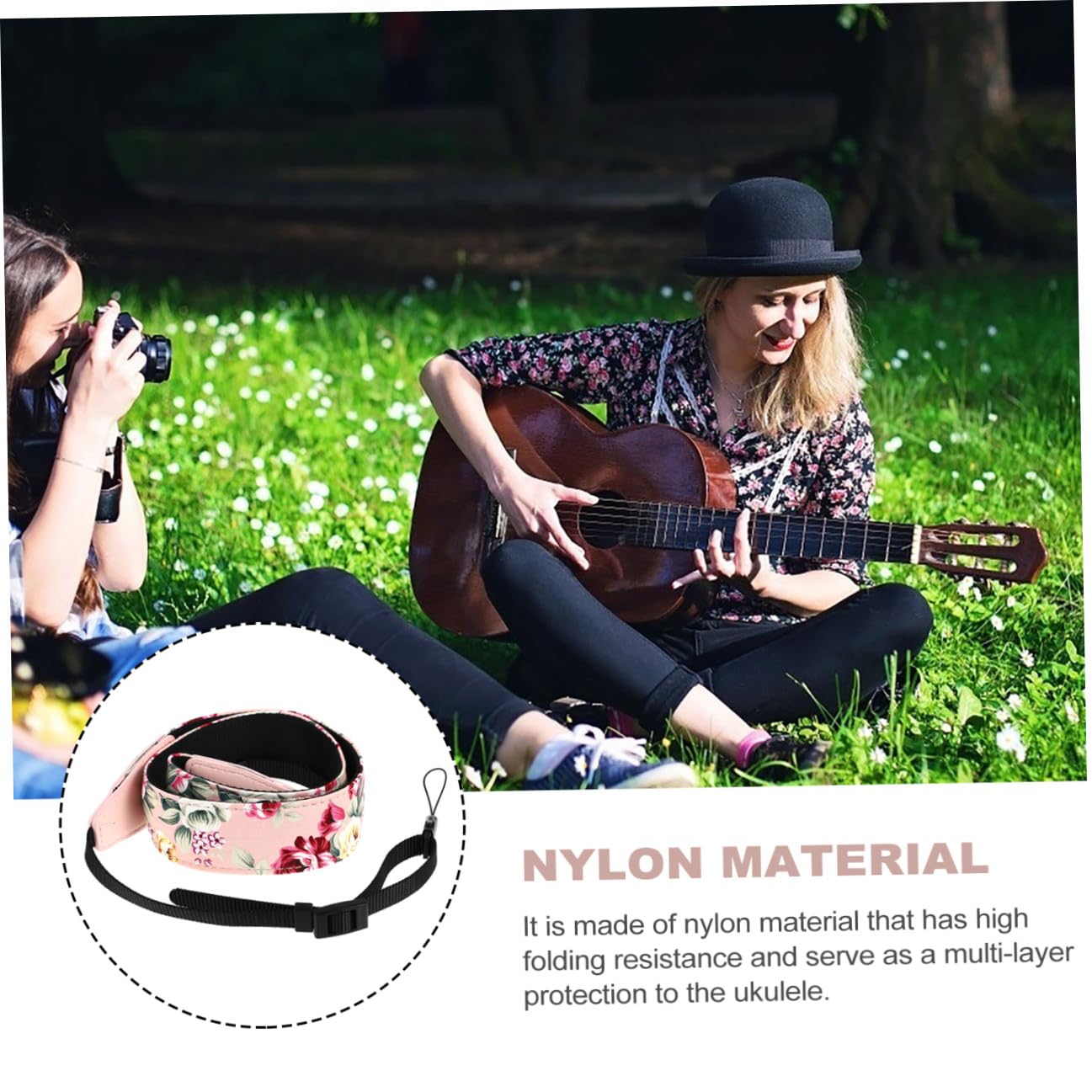 Verstellbarer Zufälliger im Nylon Ukulelengurt mit Verstellbare Hawaii Stil Haken Hoher Faltwiderstand Länge Geeignet für Auftritte und Täglichen Gebrauch