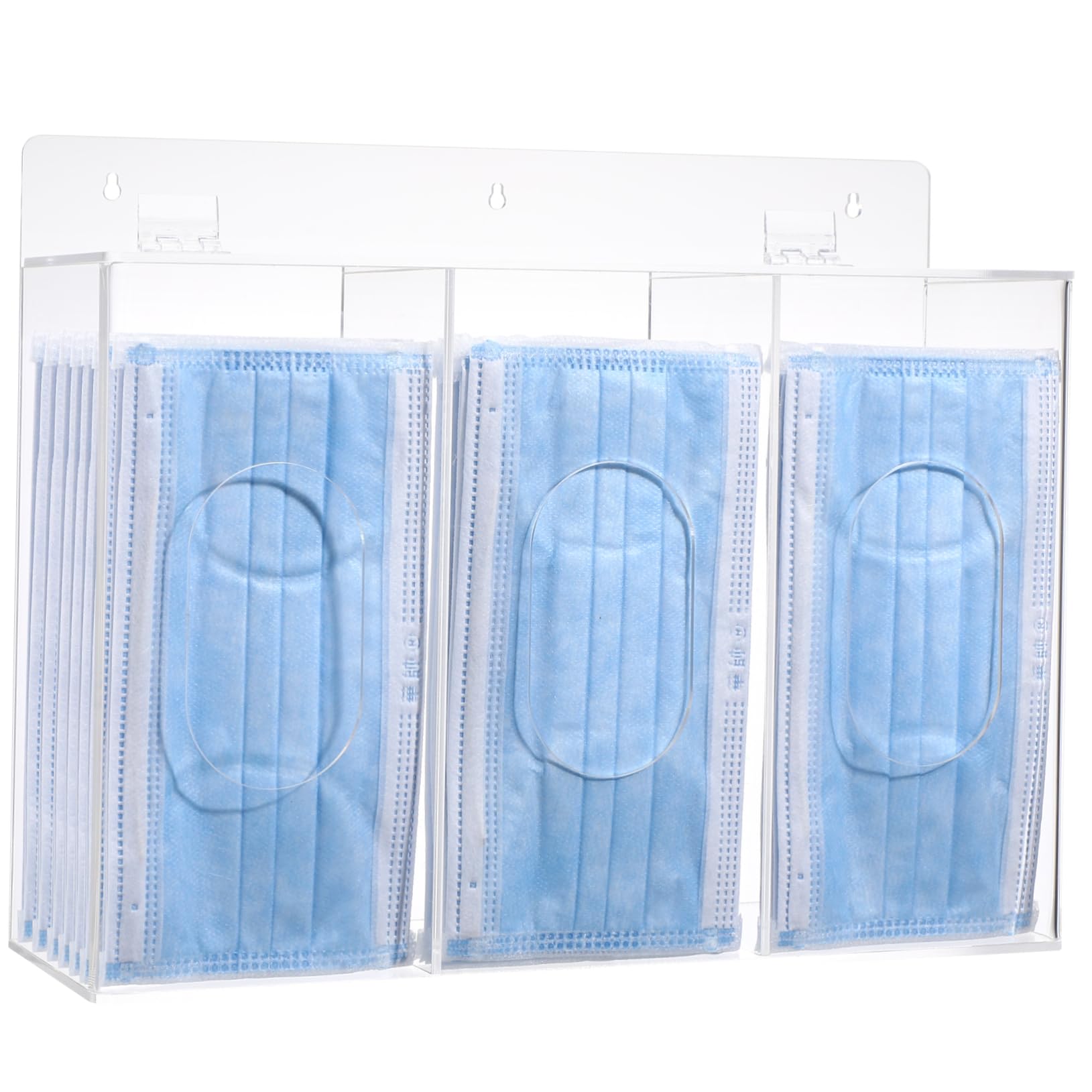Garneck Dispenser Da Parete in Acrilico Trasparente Per Mascherine e Guanti 3 Scomparti, Contenitore Organizer Salvaspazio Per Uso Laboratoristico e Settore Sanitario